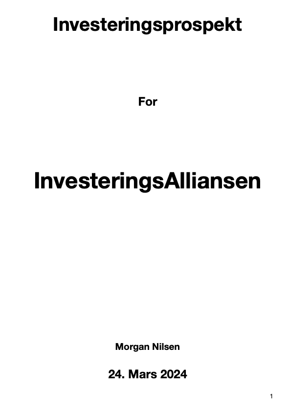 Investeringsprospekt for InvestorAlliansen, 24. mars 2024